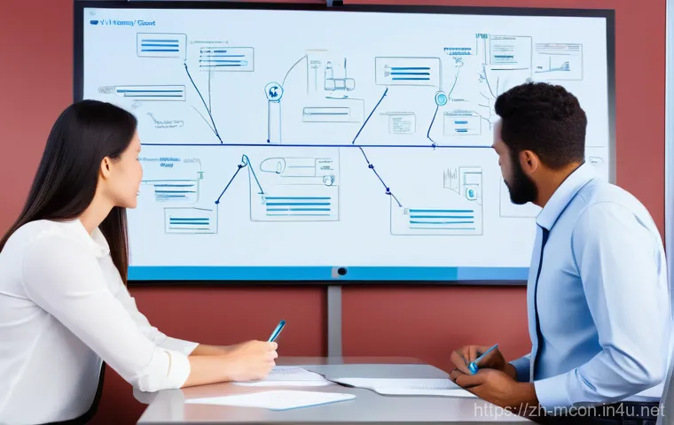 컨설턴트로서의 문제 정의 방법 - Deep Dive: Uncovering the Root Cause**
**Prompt:** A diverse group of four business professionals (...