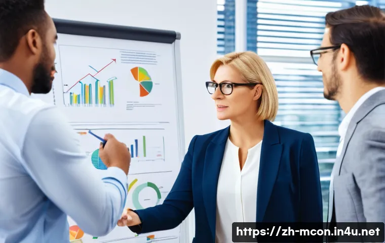 경영컨설턴트가 피해야 할 실수 - **Prompt:** A diverse group of professional management consultants in a modern, brightly lit office ...